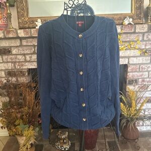 Merona Women’s Steel Blue Cotton Wool Cable Knit Button Front Cardigan Sweater